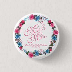 Herr u. Frau Elegant Floral Wedding Button