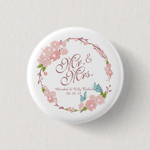 Herr-u. Frau-Elegant Floral Wedding Button-Knopf Button
