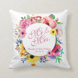 Herr-u. Frau-Elegant Floral Wedding | Wurfs-Kissen Kissen