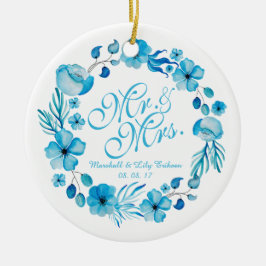 Herr-u. Frau-Floral Watercolor Wedding | Keramik Ornament