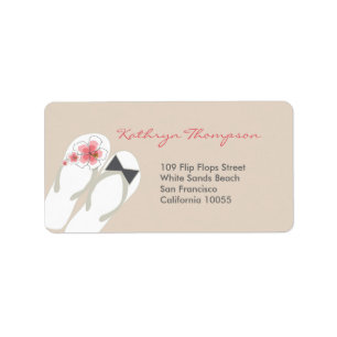 Herr-u. Frau-Hibiscus Flip Flops Wedding Adressaufkleber