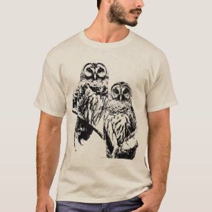 Herr und Frau Barred Owl - 2020 - Schwarze Tinte T-Shirt