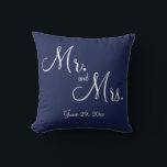 Herr und Frau Blue Nautical Wedding Pillows Kissen<br><div class="desc">Mr. and Mrs. blue nautical wedding pillows with change text</div>