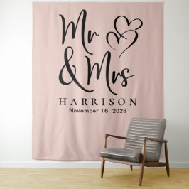 Herr und Frau Blush Pink Wedding Wandteppich