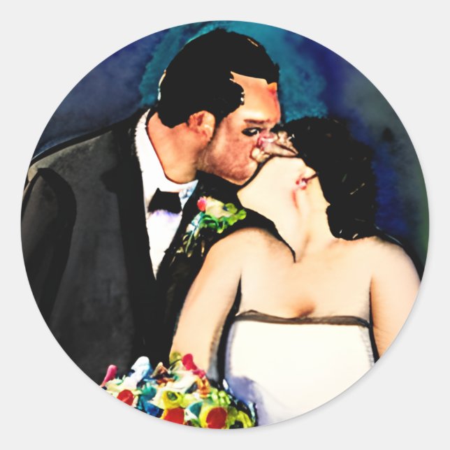 Herr und Frau Bride and Groom Wedding Runder Aufkleber (Vorderseite)