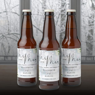 Herr und Frau Cheers To Love Winterhochzeit Bierflaschenetikett