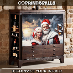 Herr und Frau Claus in der Weihnachtsschneelandsch Seidenpapier