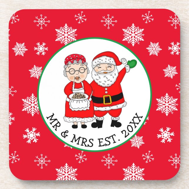 Herr und Frau Claus Weihnachten Getränkeuntersetzer (Vorderseite)