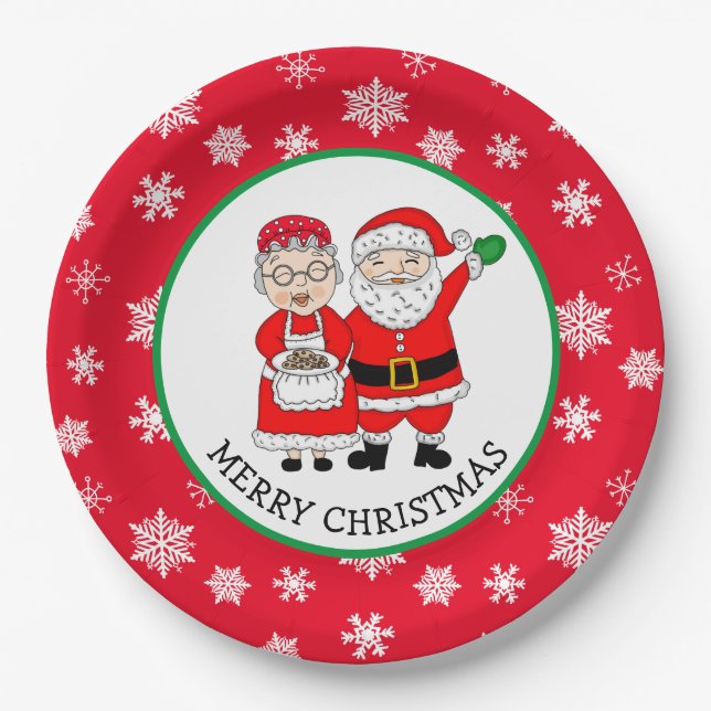 Herr und Frau Claus, Weihnachten Pappteller (Vorderseite)