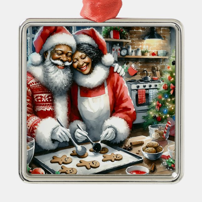 Herr und Frau Clause Niedliche Weihnachten Ornament Aus Metall (Vorne)