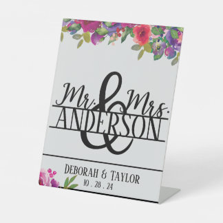 Herr und Frau Custom Floral Wedding Custom Sockelschild