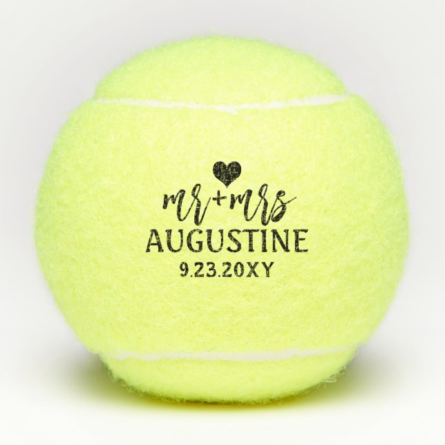 Herr und Frau Custom Wedding Anniversary Tennis Ba Tennisbälle (Vorderseite)