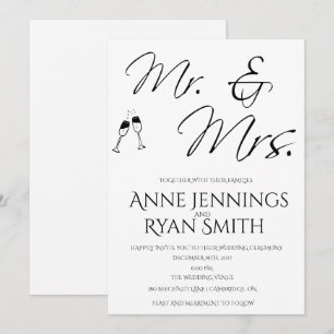 Herr und Frau einfache Hochzeitseinladung. Einladung