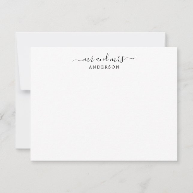 Herr und Frau Elegant Script Calligraphy Newlyweds Mitteilungskarte (Vorderseite)