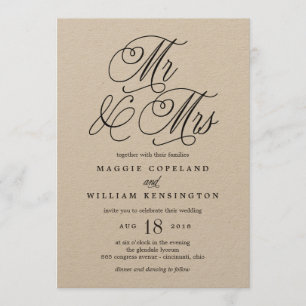 Herr und Frau Elegant Wedding Invitation Kraft Einladung