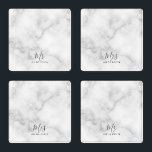 Herr und Frau| Elegantes weißes Marmor Modernes Sk Untersetzer Set<br><div class="desc">"Mr. and Mrs." Elegantes White Marble Modern Script Personalisiert Couple Geschenk

Perfekt als Hochzeitsgeschenke für Neuvermählte,  Hochzeitsgeschenke,  Valentins Tagesgeschenke und Geschenk für alle Anlässe.</div>