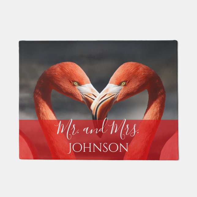Herr und Frau Flamingos in der Liebe Fußmatte (Vorderseite)