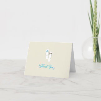 Herr und Frau Flip Flops Blue Daisies Beach Weddin Dankeskarte