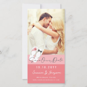 Herr und Frau Flip Flops Rosa Hibiskus Strand Foto Save The Date