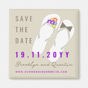 Herr und Frau Flip Flops Strandhochzeit Termin vor Magnet
