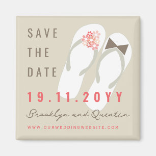 Herr und Frau Flip Flops Strandhochzeit Termin vor Magnet