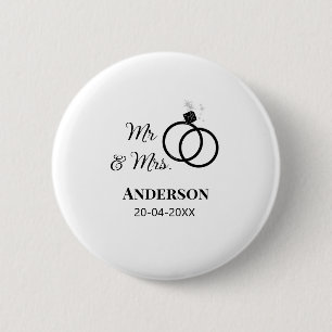 Herr und Frau fügen Familienname Datum Jahr Hochze Button