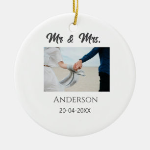 Herr und Frau fügen Familienname Datum Jahr Hochze Keramik Ornament