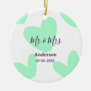 Herr und Frau fügen Familienname Datum Jahr Hochze Keramik Ornament