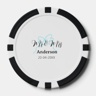 Herr und Frau fügen Familienname Datum Jahr Hochze Pokerchips
