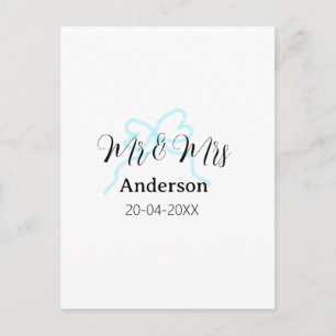 Herr und Frau fügen Familienname Datum Jahr Hochze Postkarte