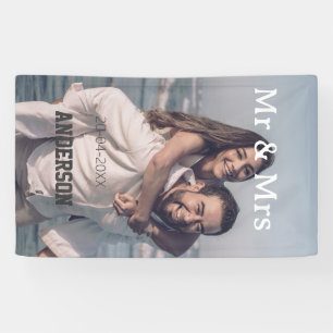 Herr und Frau fügen Familienname Foto Datum Hochze Banner