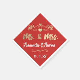 Herr und Frau Heart Red Ruby Champaigne Gold Serviette