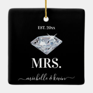Herr und Frau Hochzeit Schwarz und Weiß Keramikornament