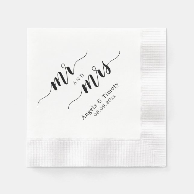Herr und Frau Hochzeit Serviette (Vorderseite)