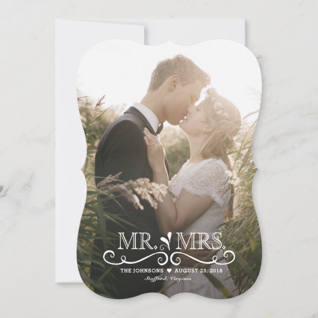 Herr und Frau | Hochzeitsankündigung für Foto Ankündigung (Vorderseite)