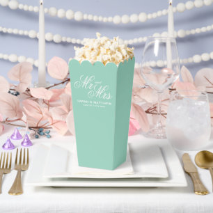 Herr und Frau Hochzeitsfeier elegante teal Popcorn Geschenkschachtel