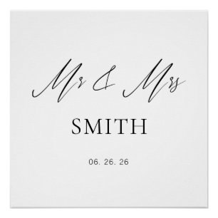 Herr und Frau Hochzeitshintergrund-Banner Elegan Poster