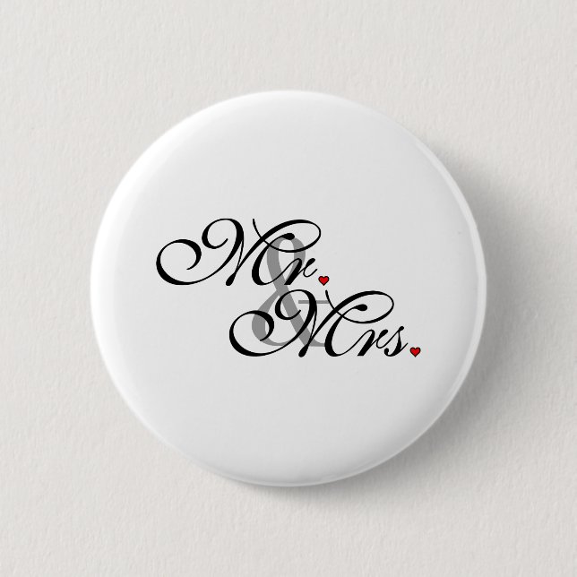 Herr und Frau Husband Wife His Her Weds eben Button (Vorderseite)