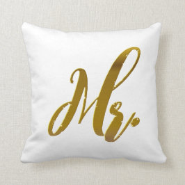 Herr-und Frau-Metallic Goldfolien-Kissen-Set von 2 Kissen