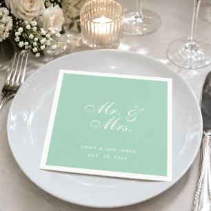 Herr und Frau Mintgrüne Hochzeit Einfache elegante Serviette