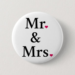 Herr und Frau mit zwei roten Herzen Button