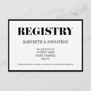 Herr und Frau Modern Bold Wedding Registry Card Begleitkarte