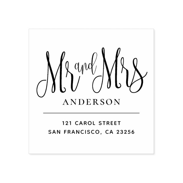 Herr und Frau Moderne minimalistische Hochzeitsskr Gummistempel (Prägung)
