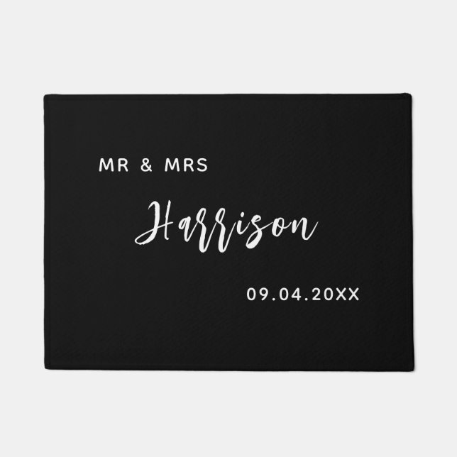 Herr und Frau Monogramm handschriftlich Modern Sch Fußmatte (Vorderseite)