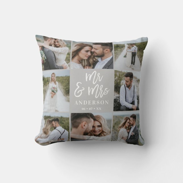 Herr und Frau Multi-Foto-Hochzeitsgeschenk Kissen (Vorderseite)