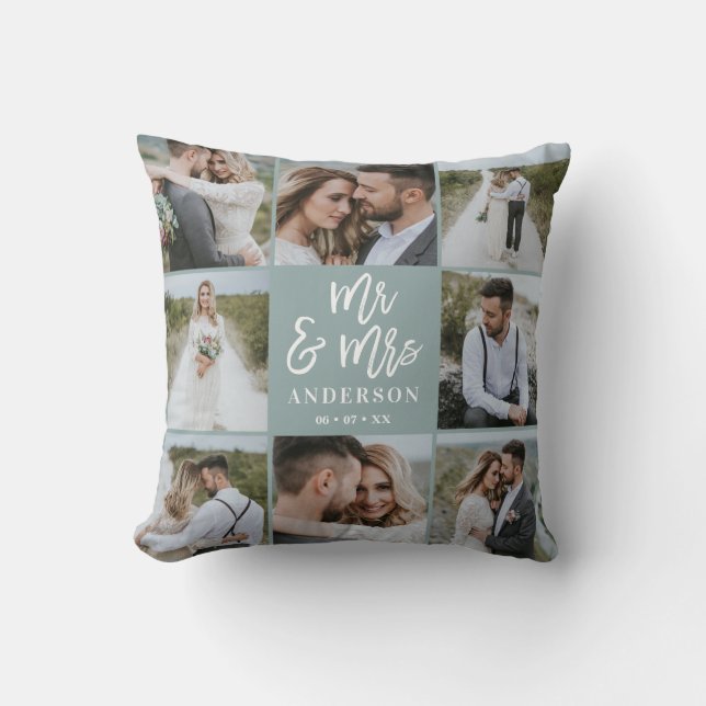 Herr und Frau Multi-Foto-Hochzeitsgeschenk Kissen (Vorderseite)