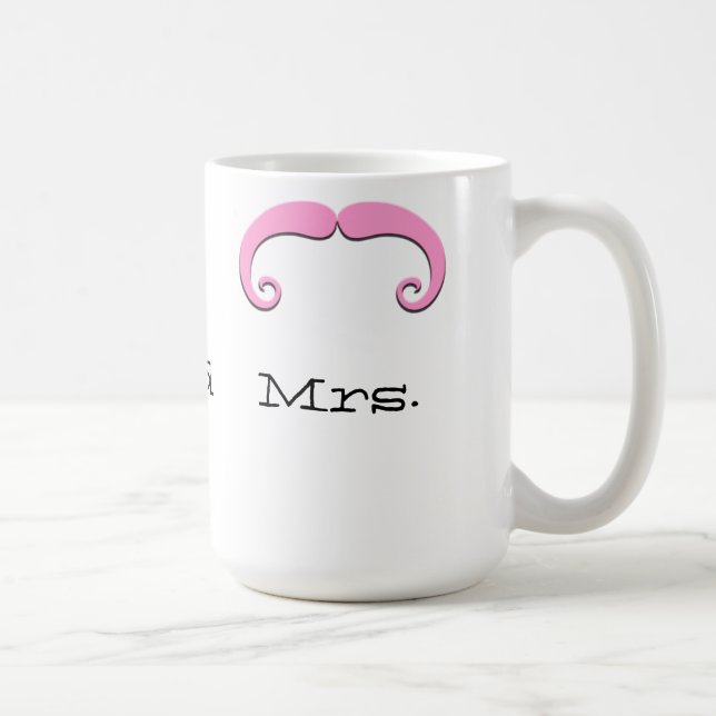 Herr und Frau Mustache oder Schnurrbart Weds eben Kaffeetasse (Rechts)