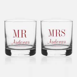 Herr und Frau Neuvermählte Typografie Hochzeits-St Whiskyglas