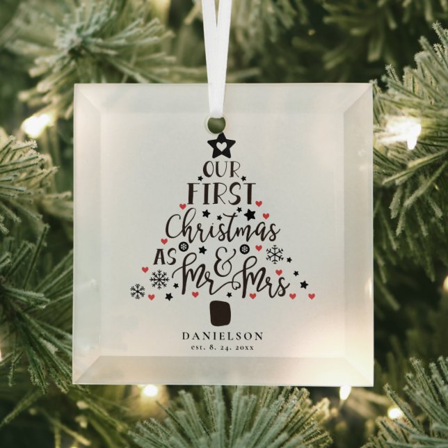Herr und Frau Newly Weds Weihnachtsbaum Ornament Aus Glas (Insitu)