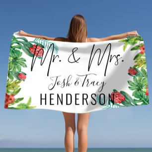 Herr und Frau Newlyweds oder Jubiläumsgeschenk Tro Strandtuch